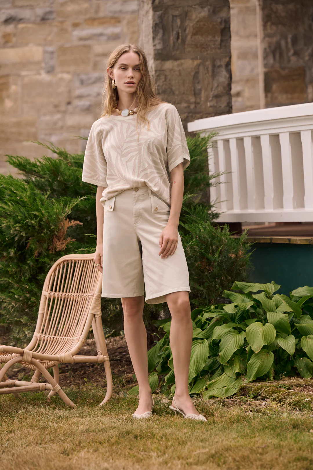 Viscose Jacquard Knit Tropical Print Sweater