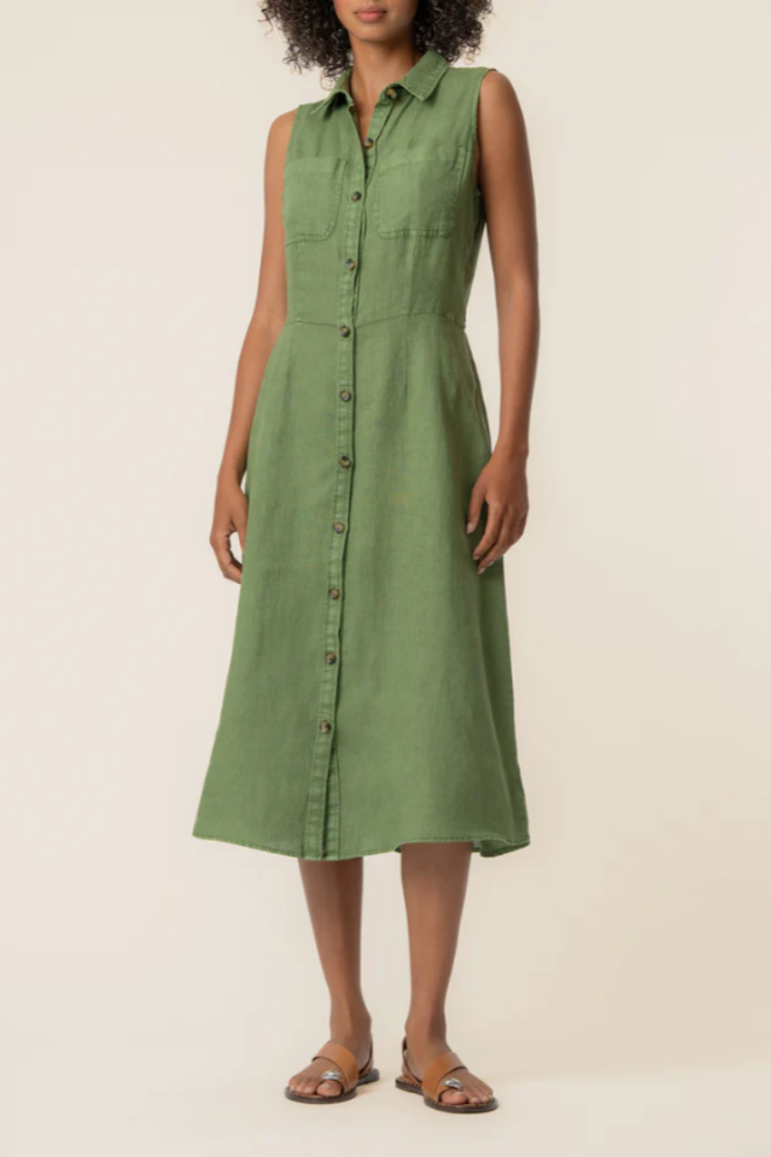 Bowie Linen Dress in Olive