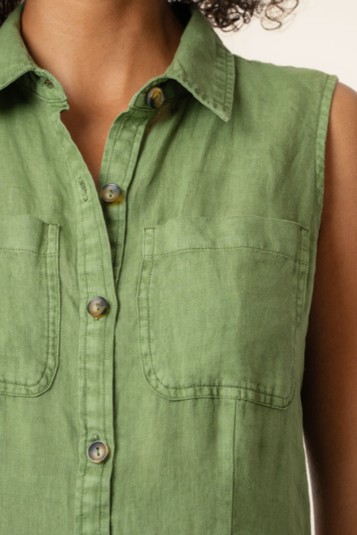 Bowie Linen Dress in Olive