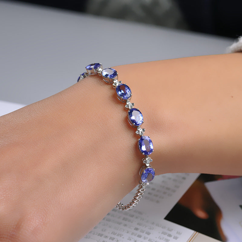 Blue Tanzanite Crystal Diamond Colored Gems Earrings