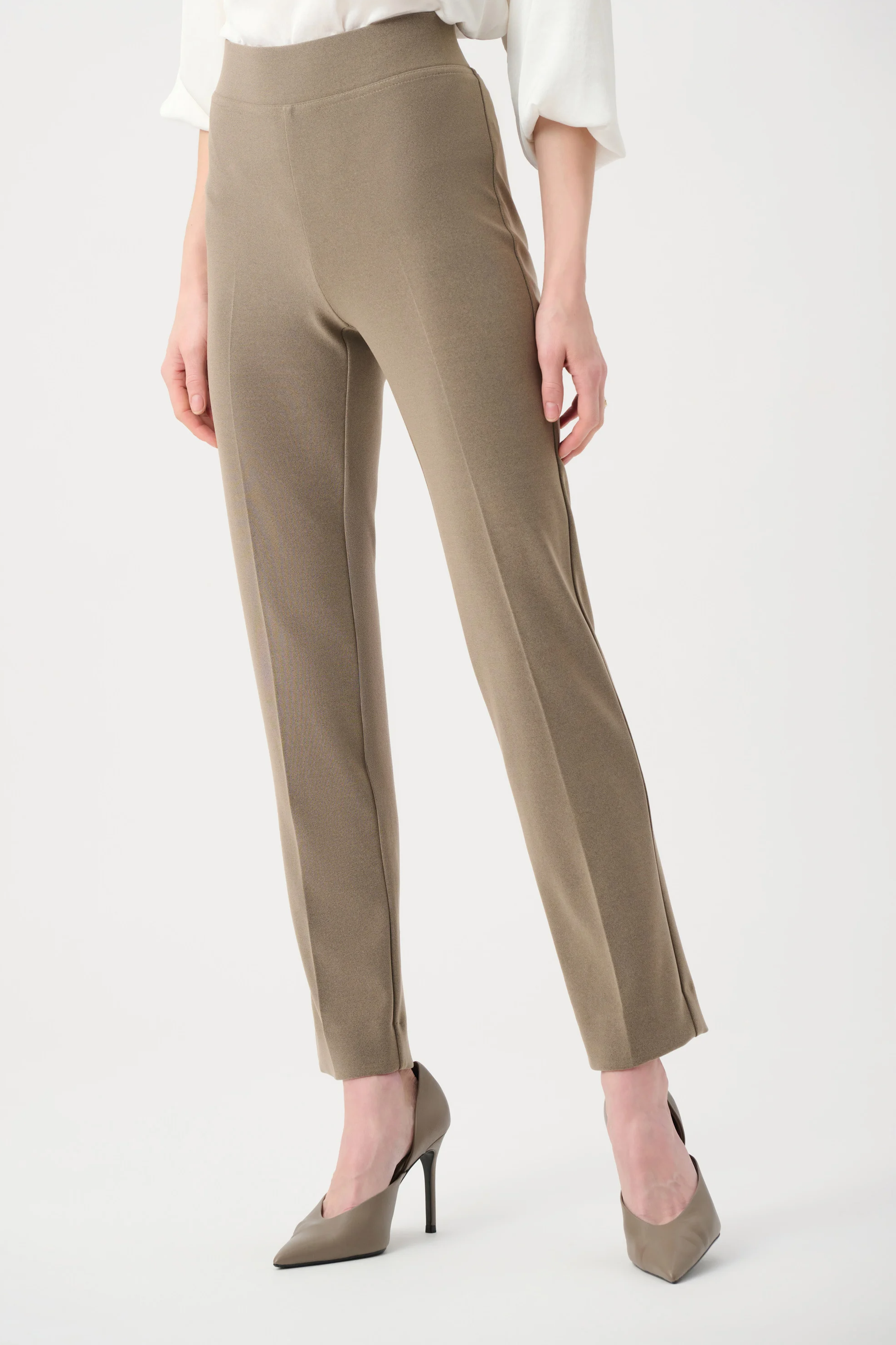 Melange Silky Knit Straight Leg Pull-On Pants