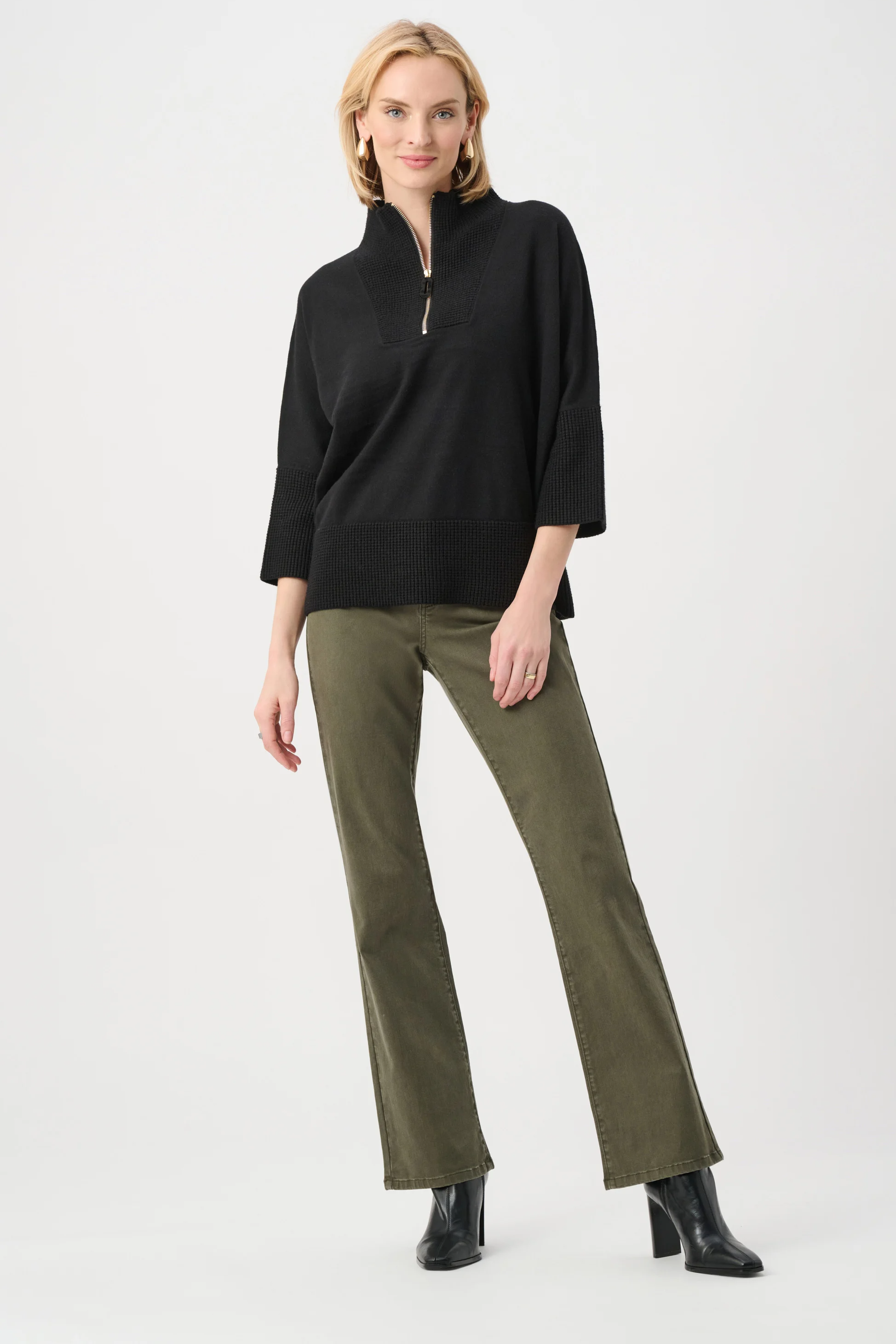 Brushed Viscose And Nylon Funnel-Neck Sweater