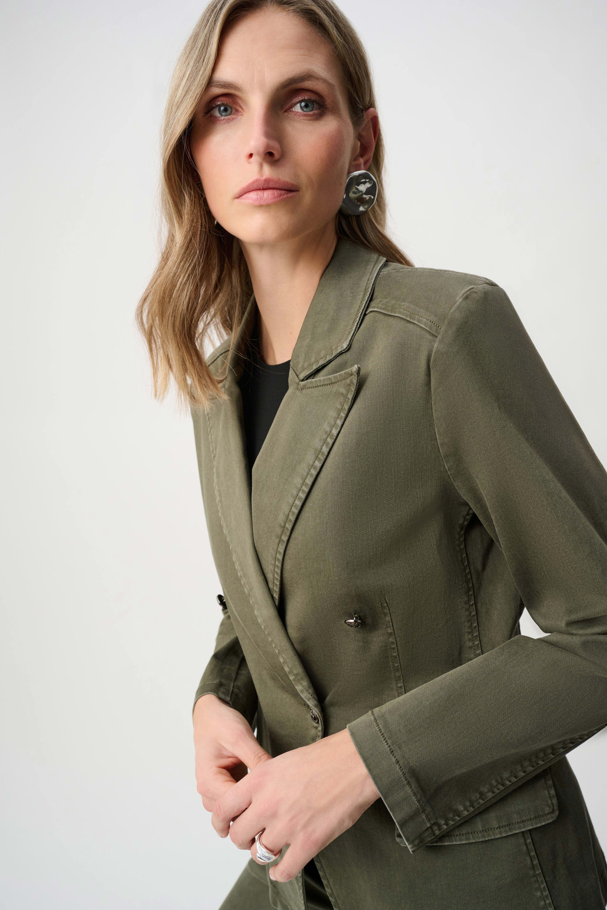 Featherweave Denim Double-Breasted Blazer