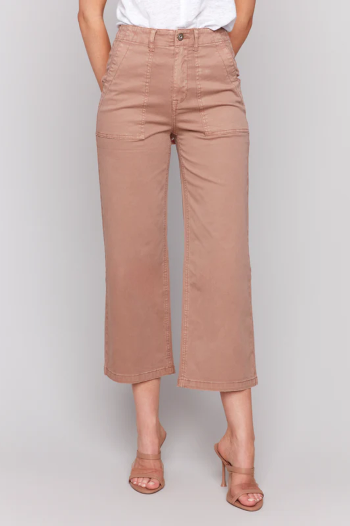 Cropped Utility Pocket Twill Pants