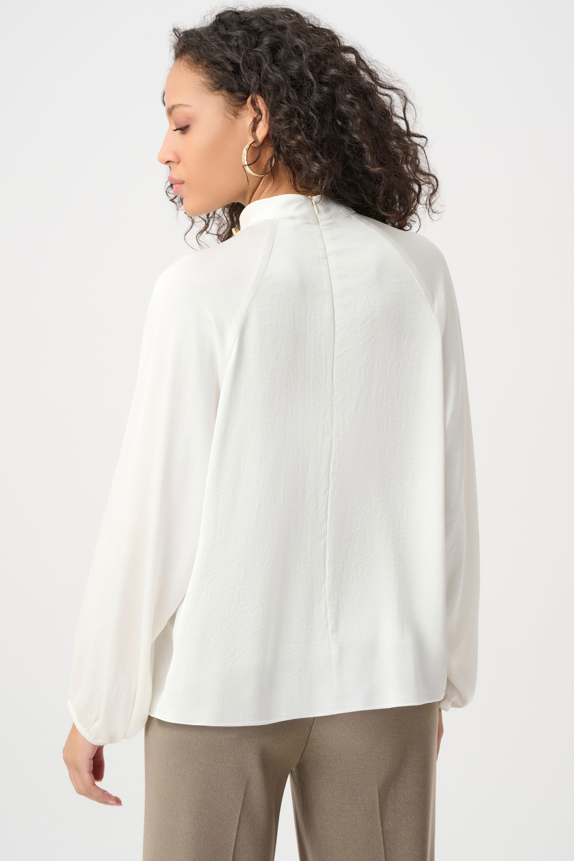 Recycled Satin Stand-Collar Top