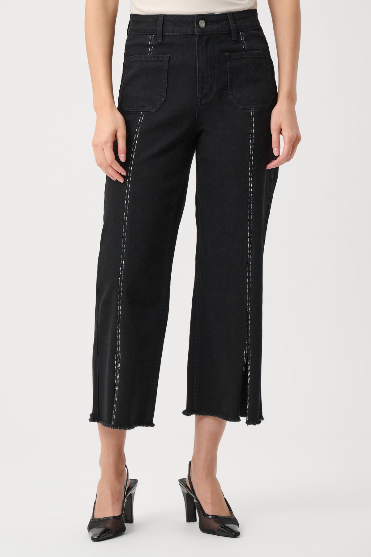Culotte Jeans With Embellished Front Seam Style