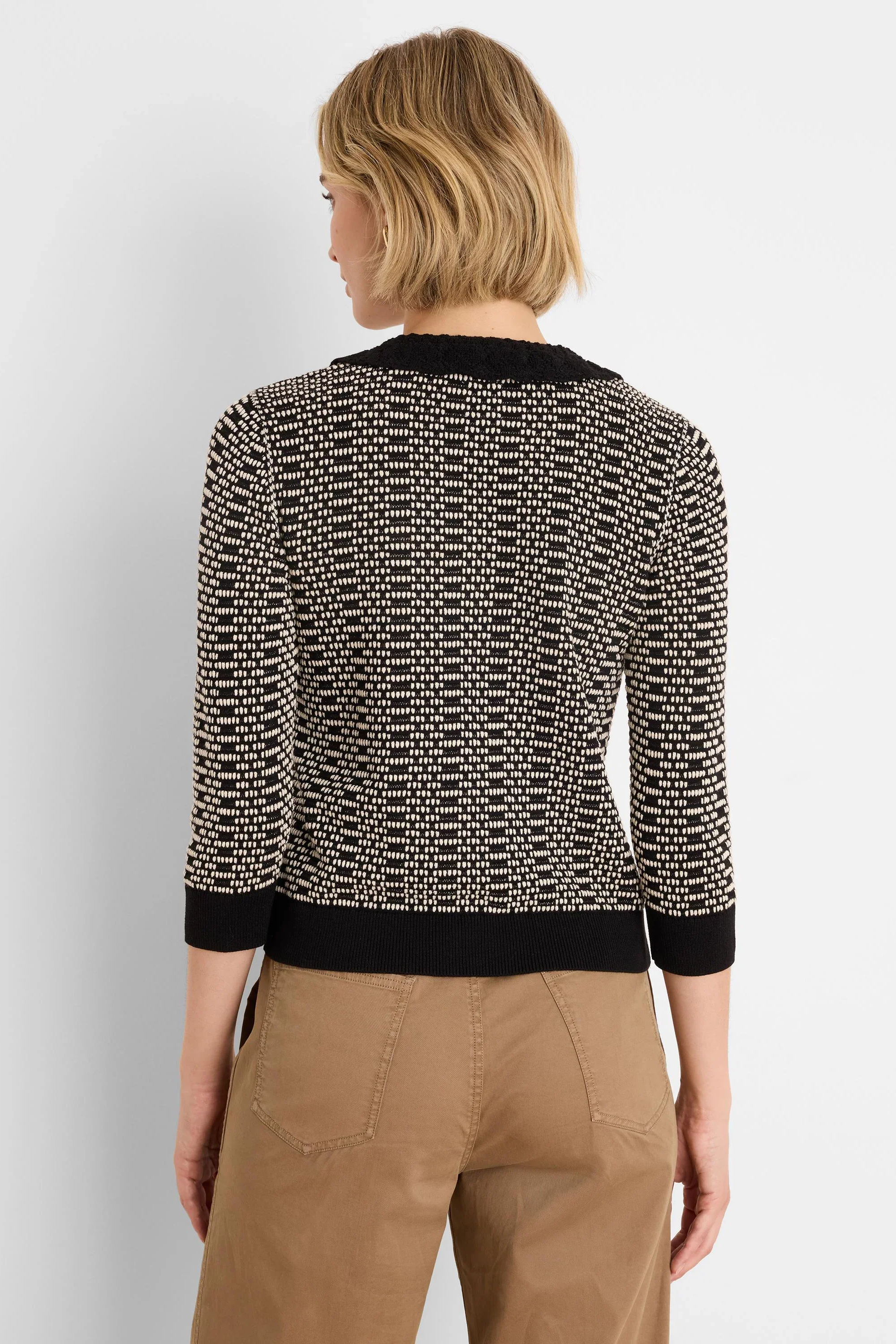 Lace Trim Geo Stitch Sweater