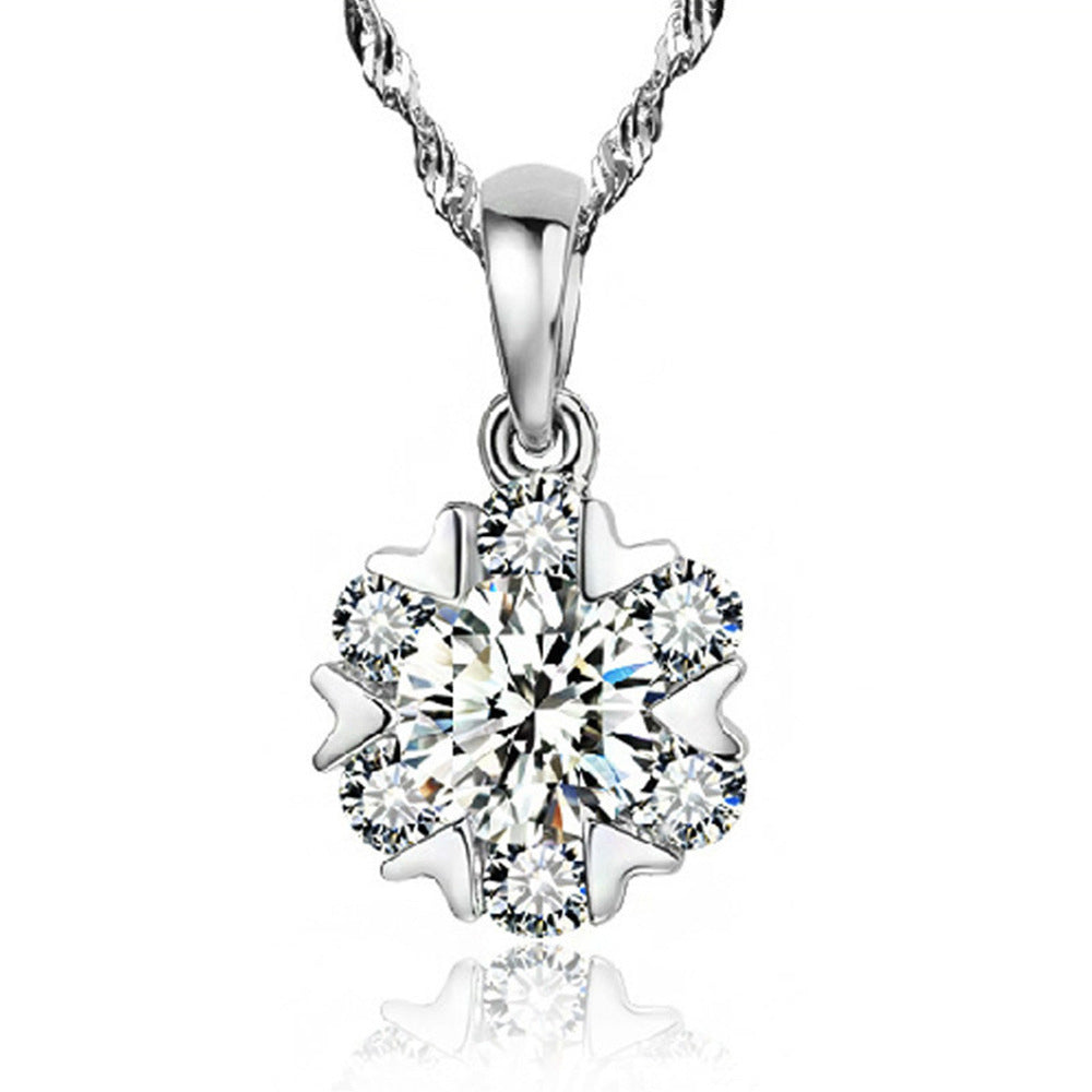 Small Fresh Snowflake Female Zircon Elegant Simple Fashionable Snow Dance Pendant