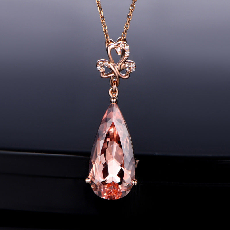 Morgan Stone Simulation Low Luxury Diamond Female Rose Gold Crystal Pendant