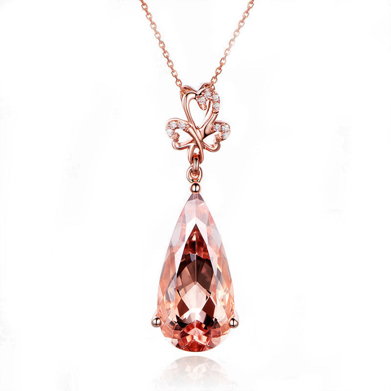 Morgan Stone Simulation Low Luxury Diamond Female Rose Gold Crystal Pendant