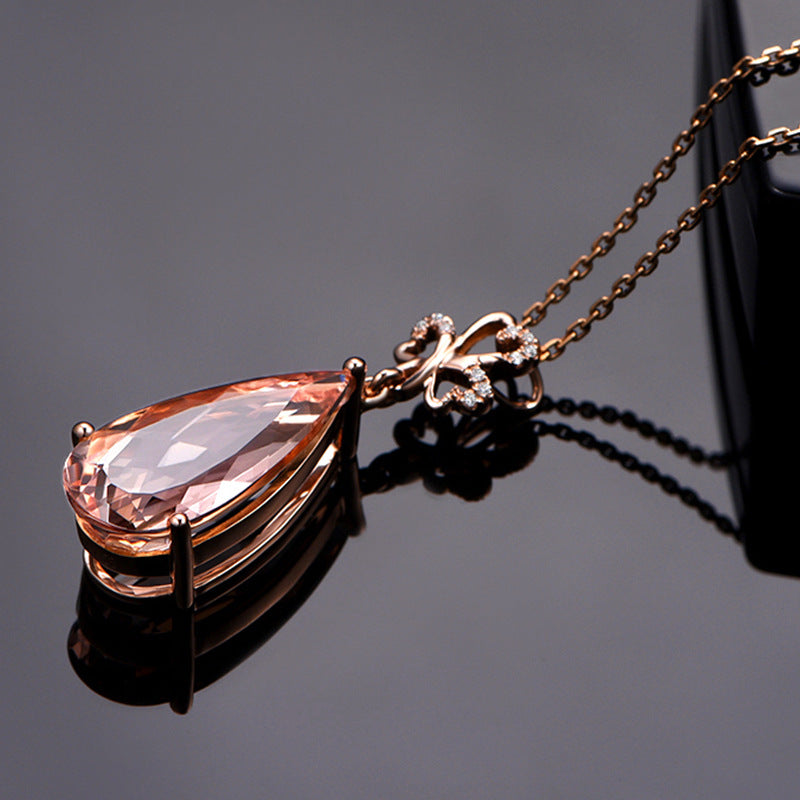 Morgan Stone Simulation Low Luxury Diamond Female Rose Gold Crystal Pendant
