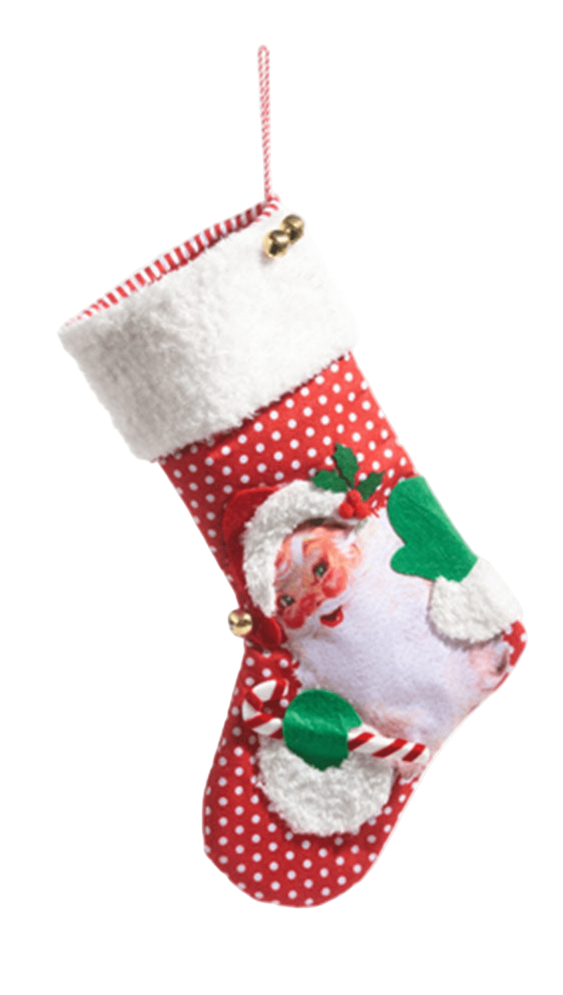 19" Retro Christmas Stocking SANTA by Quirks! at Shirley Shoppe