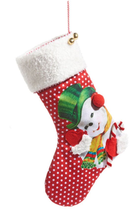 19" Retro Christmas Stocking Santa/Snowman by Quirks! at Shirley Shoppe