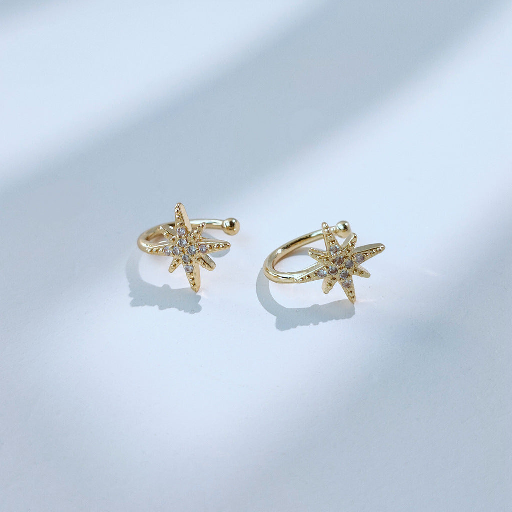 Micro Inlaid Zircon Gold Plated Korean Style Personality Ear Clip