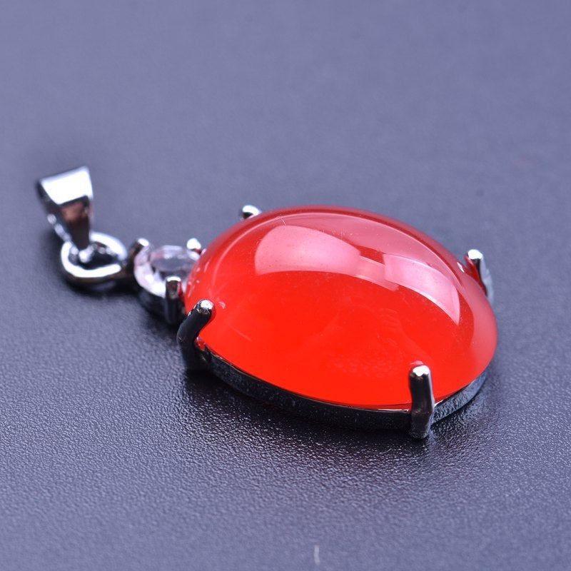Ethnic Red Green Water Drop Chalcedony Surrounding Diamond Pendant