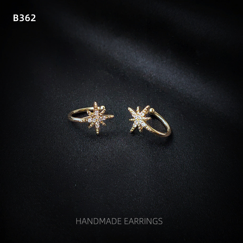 Micro Inlaid Zircon Gold Plated Korean Style Personality Ear Clip
