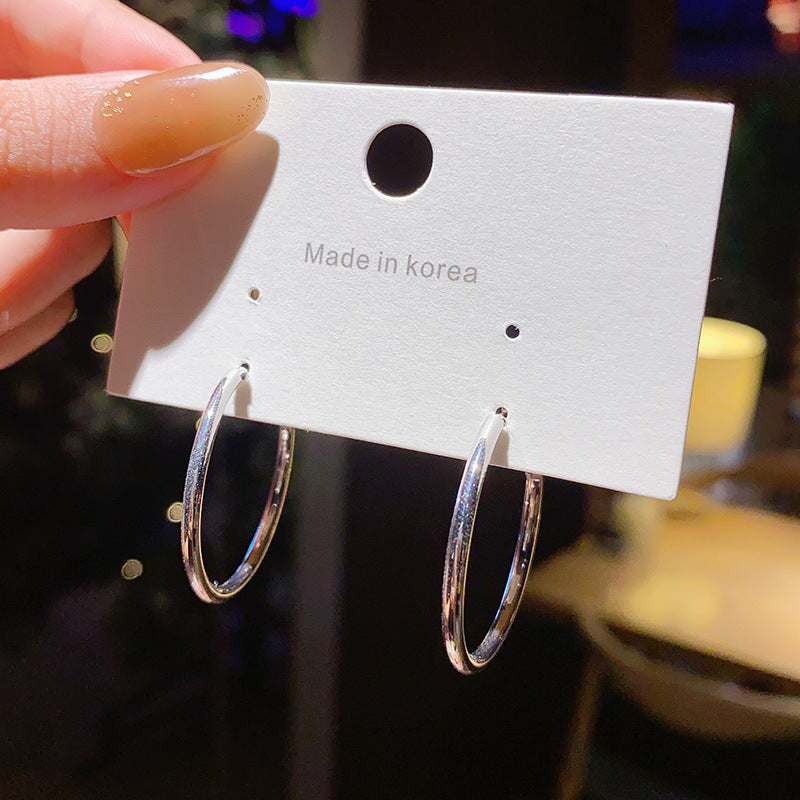 Sier Needle High-key Dignified Large Circle Rings