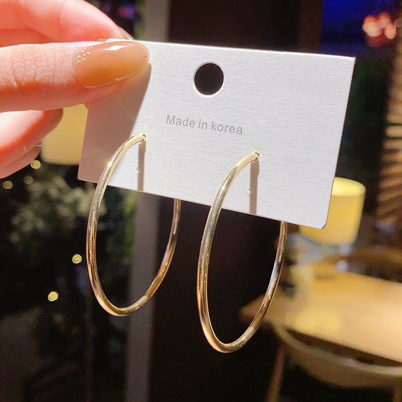 Sier Needle High-key Dignified Large Circle Rings