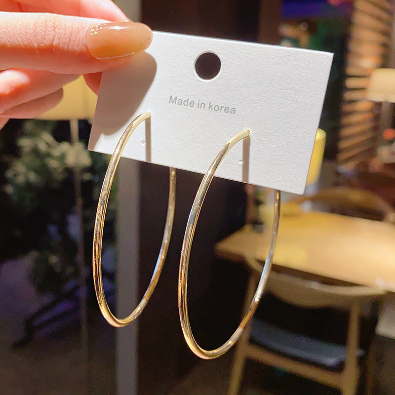 Sier Needle High-key Dignified Large Circle Rings