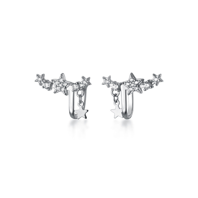 Sier-plated Mori Style Art Lady Star Short Temperamental Earless Ear Clip
