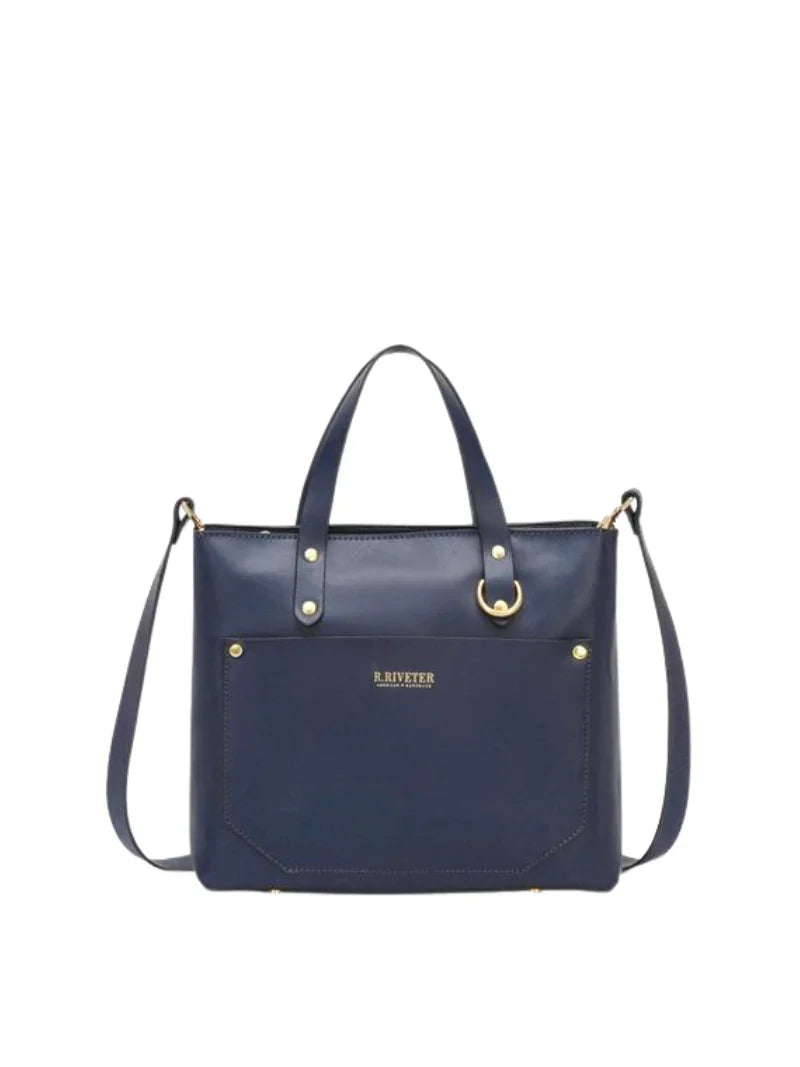 Marcy Satchel | Navy Leather