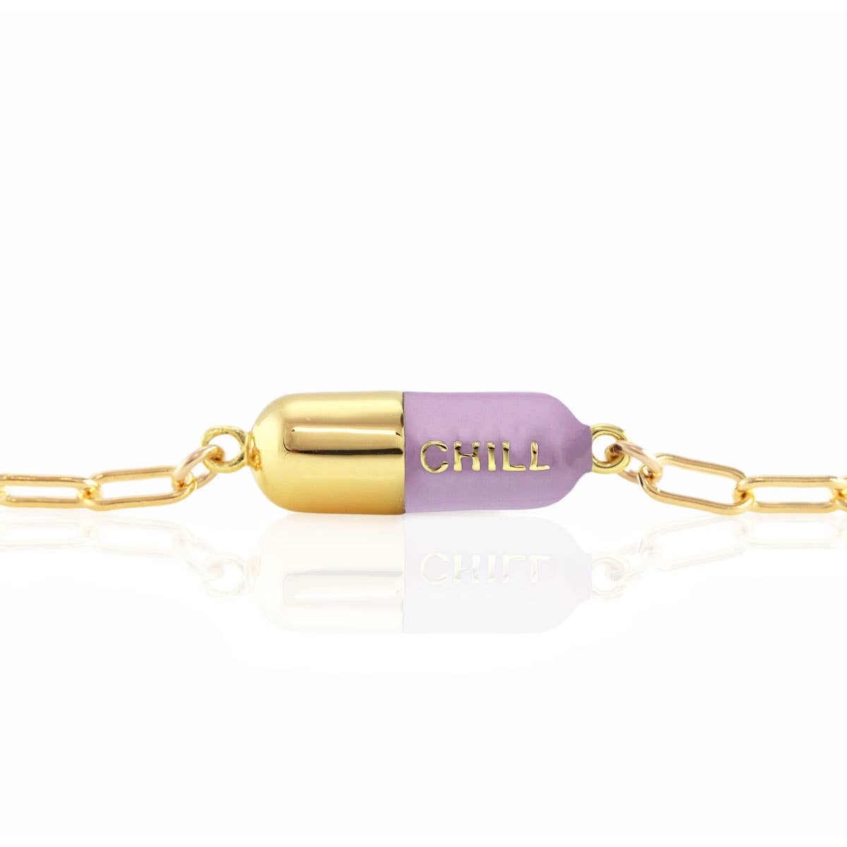 Kris Nations - Chill Pill Charm Bracelet 18K Gold Vermeil | Sterling Silver Charm Gold Filled | Sterling Silver Drawn Cable Chain Multiple Colors Lobster Clasp Nickel Free Ships from CA