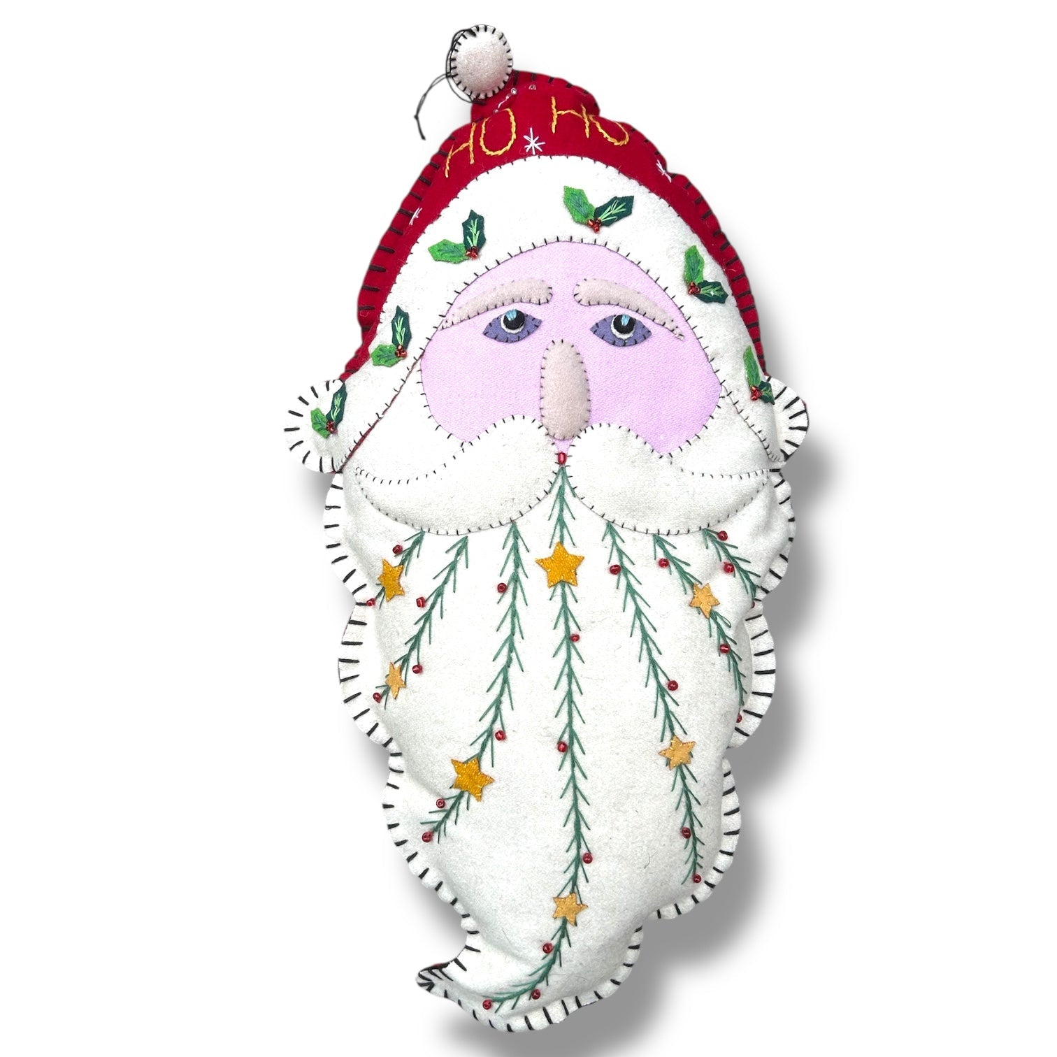 20" Handmade Felt Santa Pillow w/Red Cap by Quirks! at Shirley Shoppe