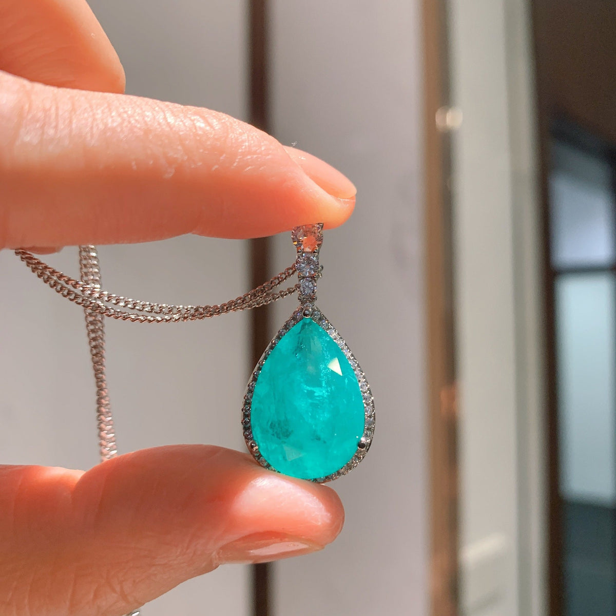 Classy Sheng Colored Gems Simulation Paraiba Jewelry Set