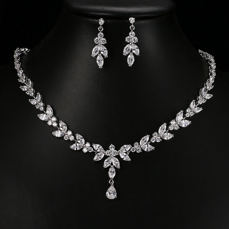 Women's Fashion Zircon Suit Bridal Wedding Dress Jewelry Set