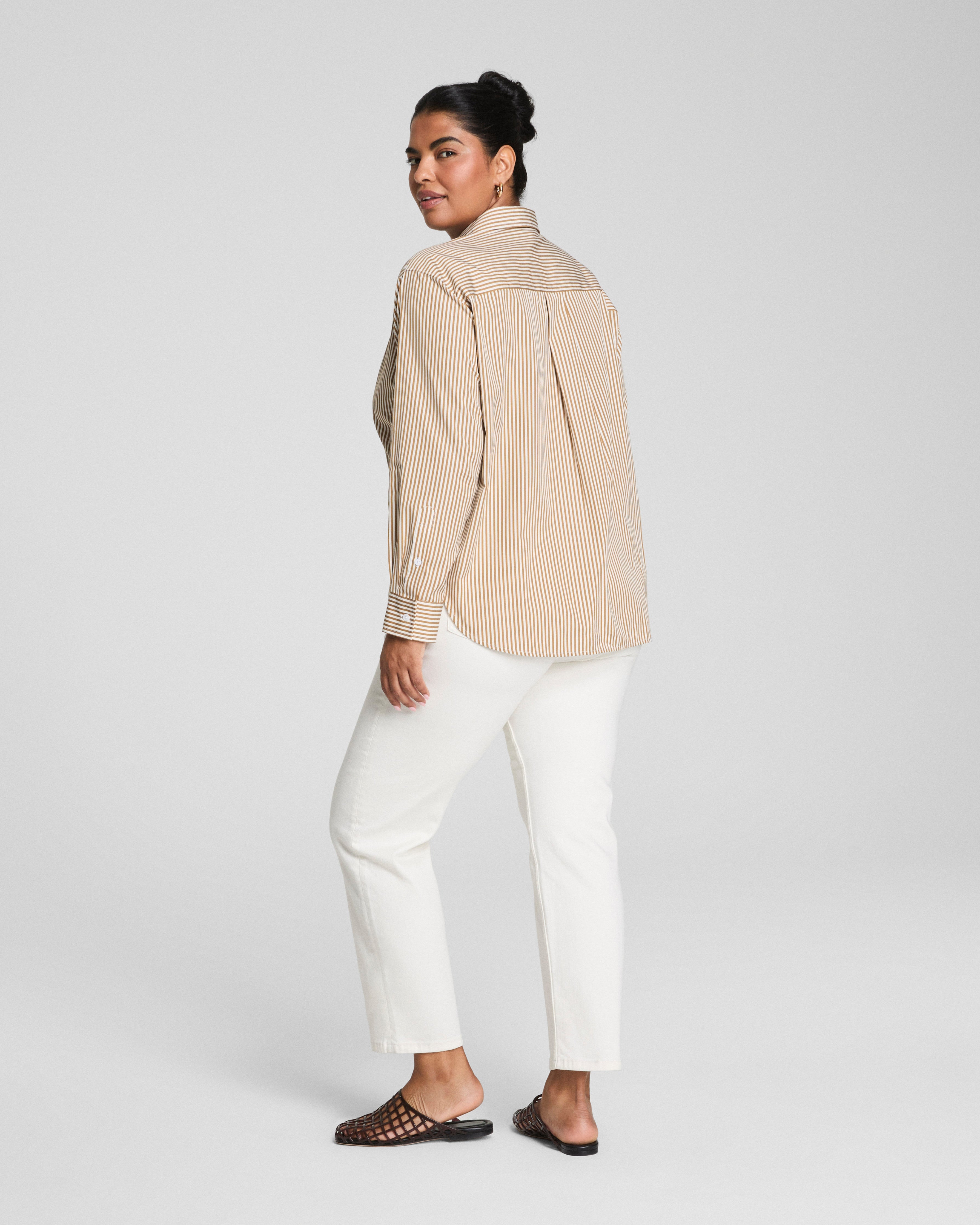SPANX® Poplin Oversized Button-Up Shirt | Porcelain/Flax