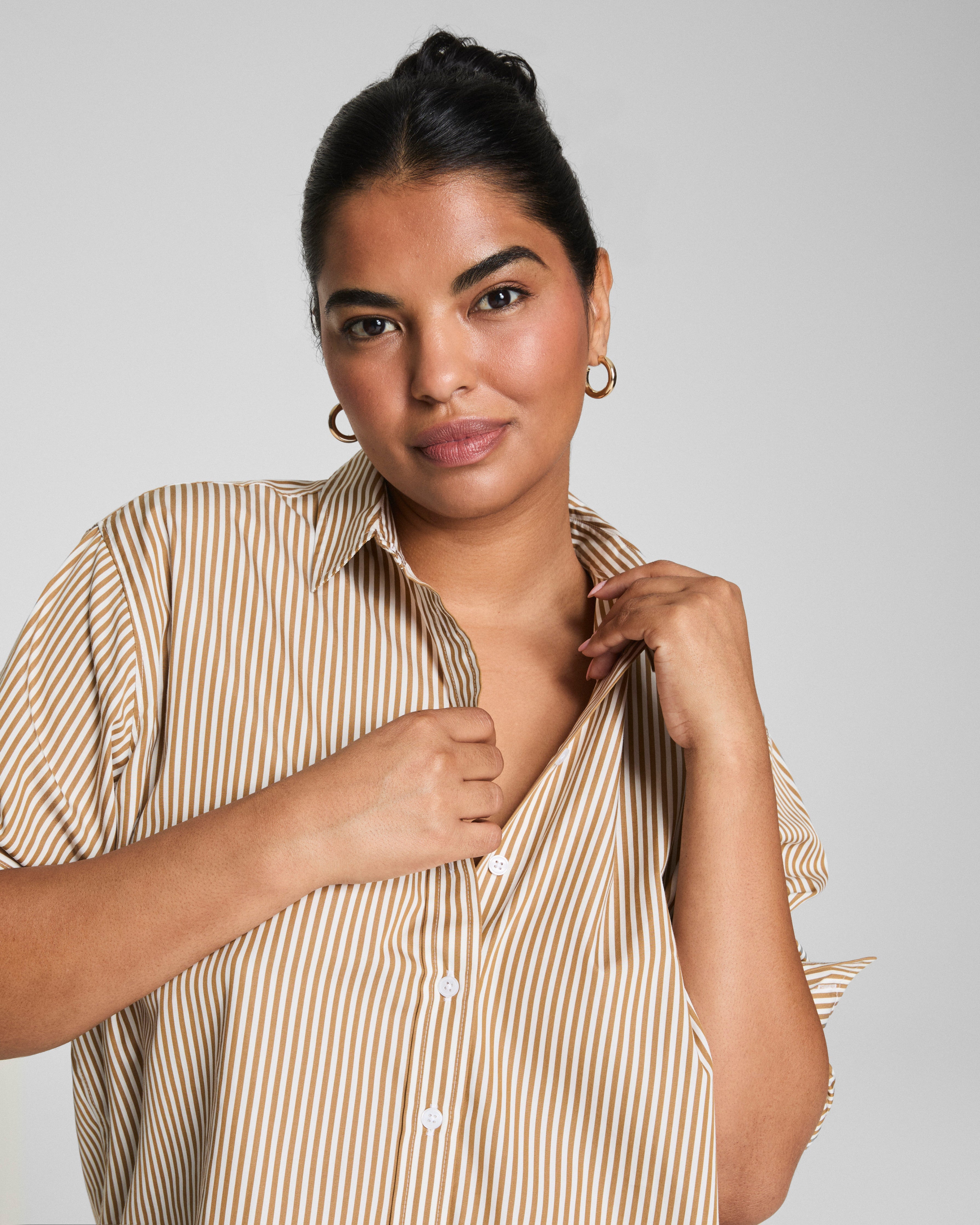 SPANX® Poplin Oversized Button-Up Shirt | Porcelain/Flax