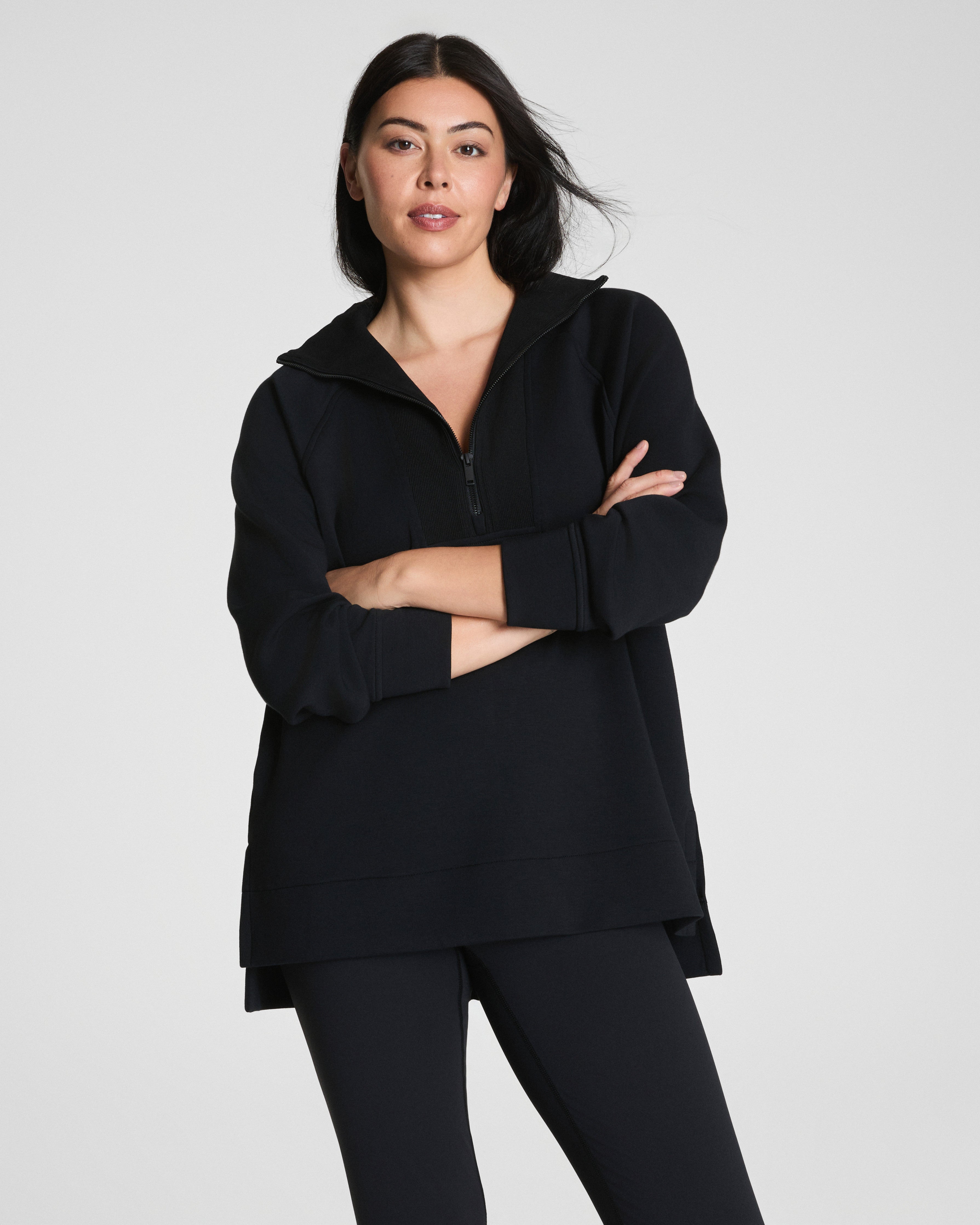 SPANX AirEssentials® Brushed Half Zip Tunic | Very Black