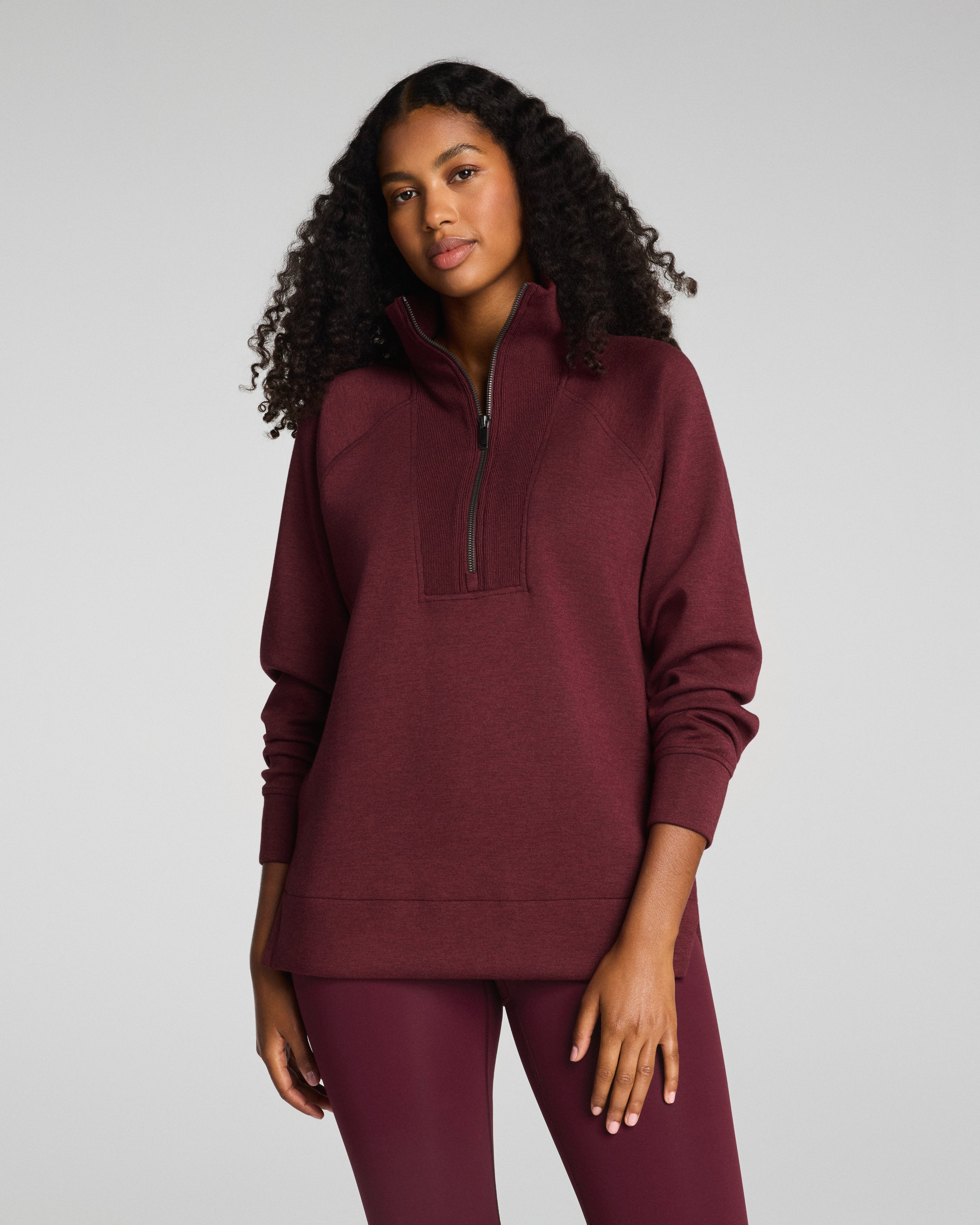 SPANX AirEssentials® Brushed Half Zip Tunic | Cassis Heather