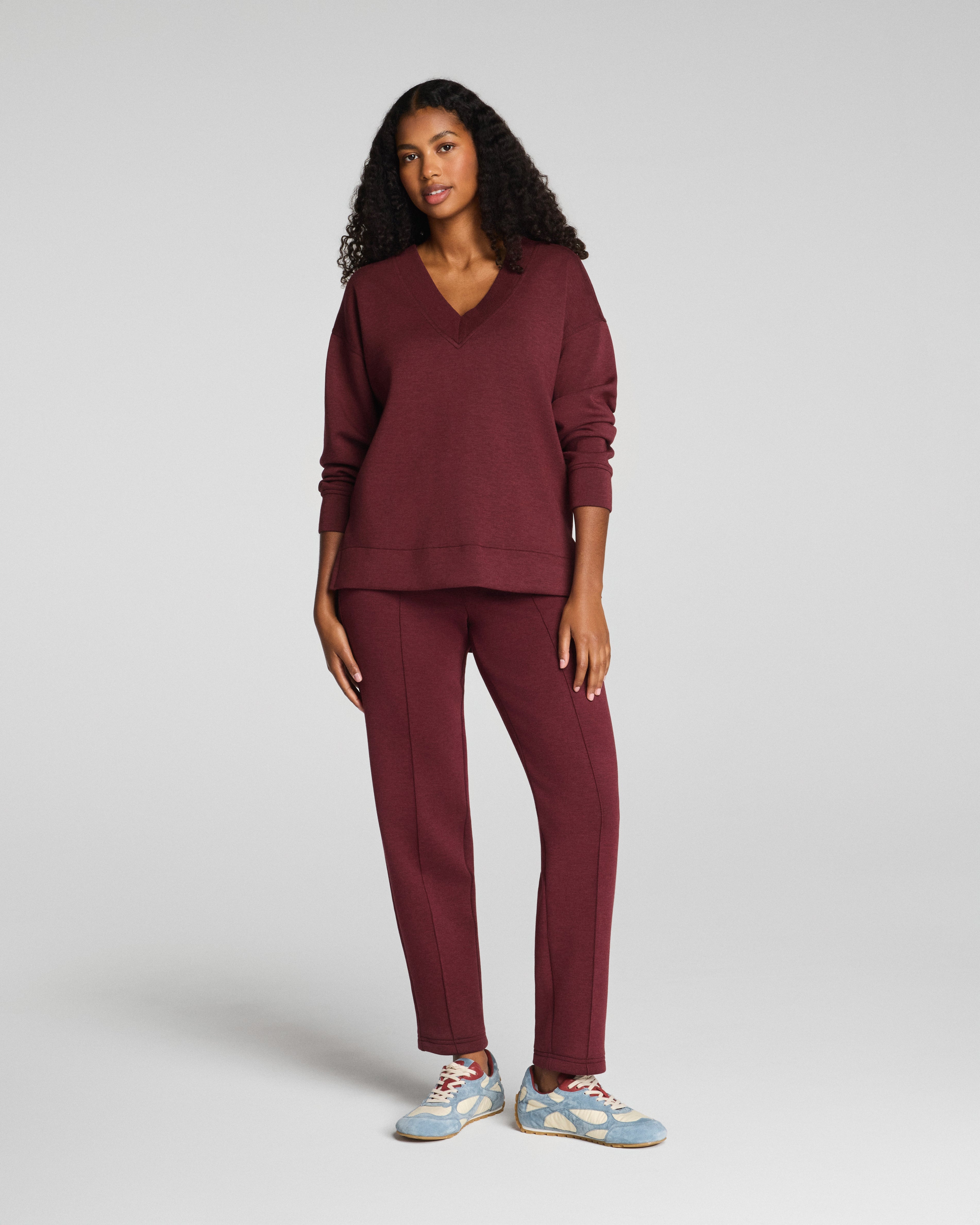 SPANX AirEssentials® Brushed Slim Straight Pant | Cassis Heather
