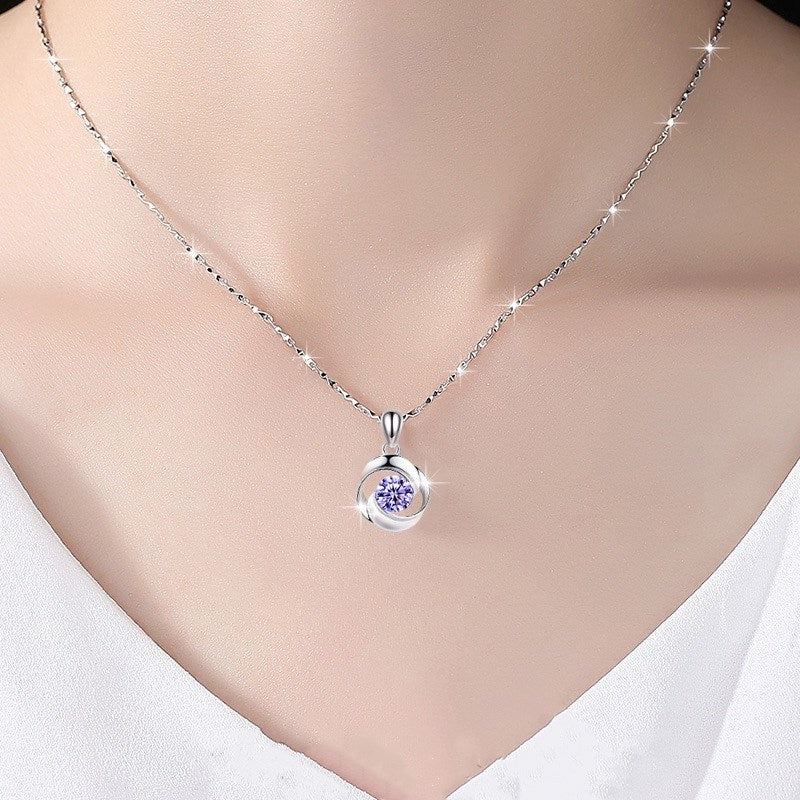 Women's Clover Rotating Rose Diamond Inlaid Clavicle Chain Pendants