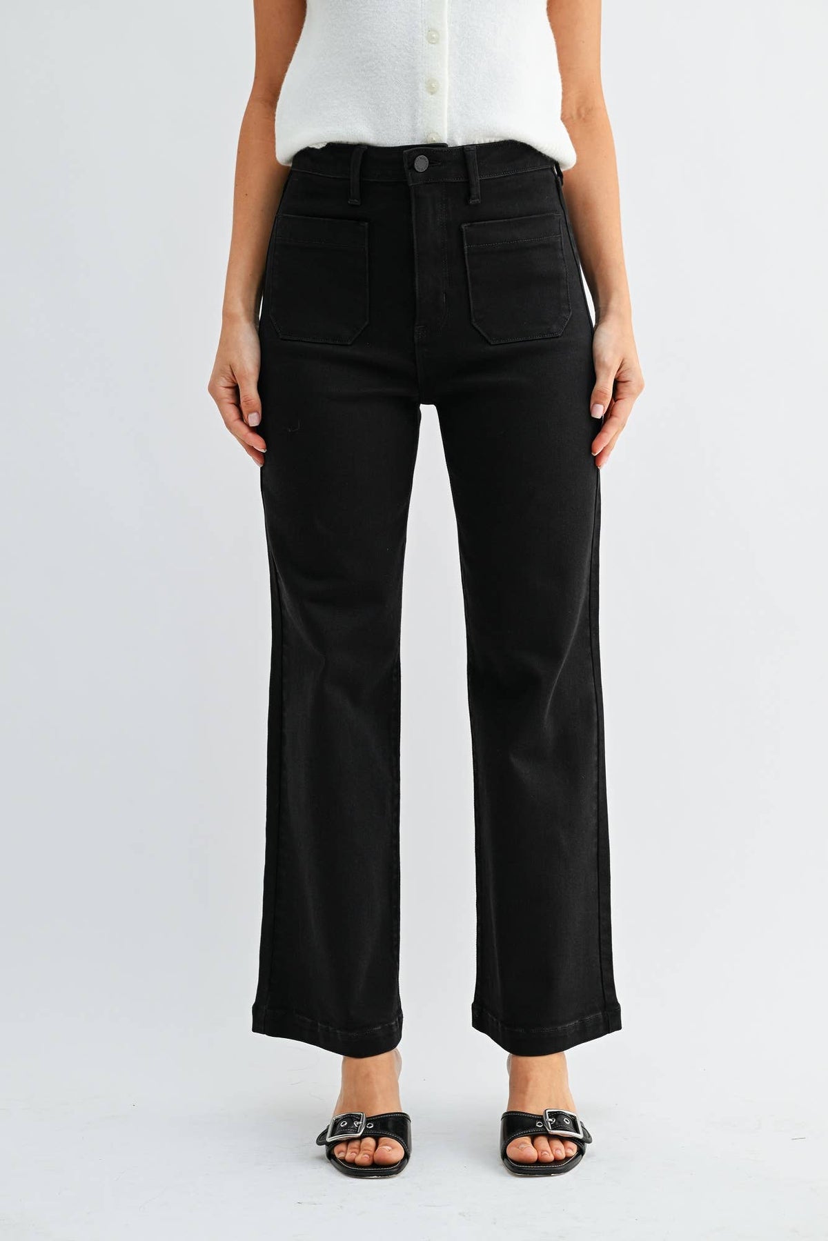 Patch Pocket Wide Leg in Black