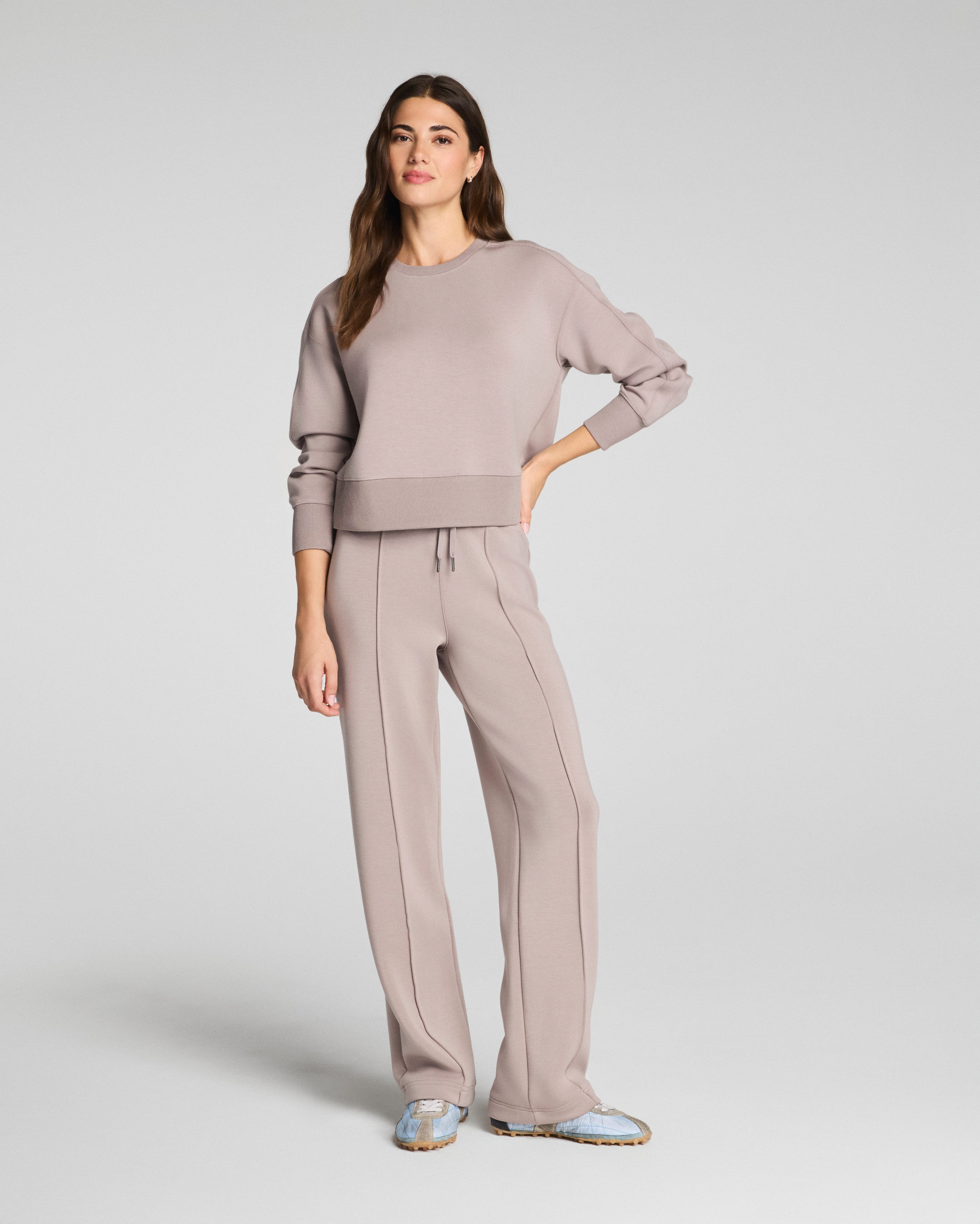 SPANX AirEssentials® Luxe Crewneck Long Sleeve Top | Coastal Fog