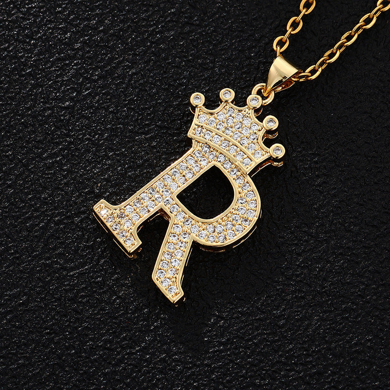 Women's Letters Fashion Crown Stainless Steel Zircon Necklaces