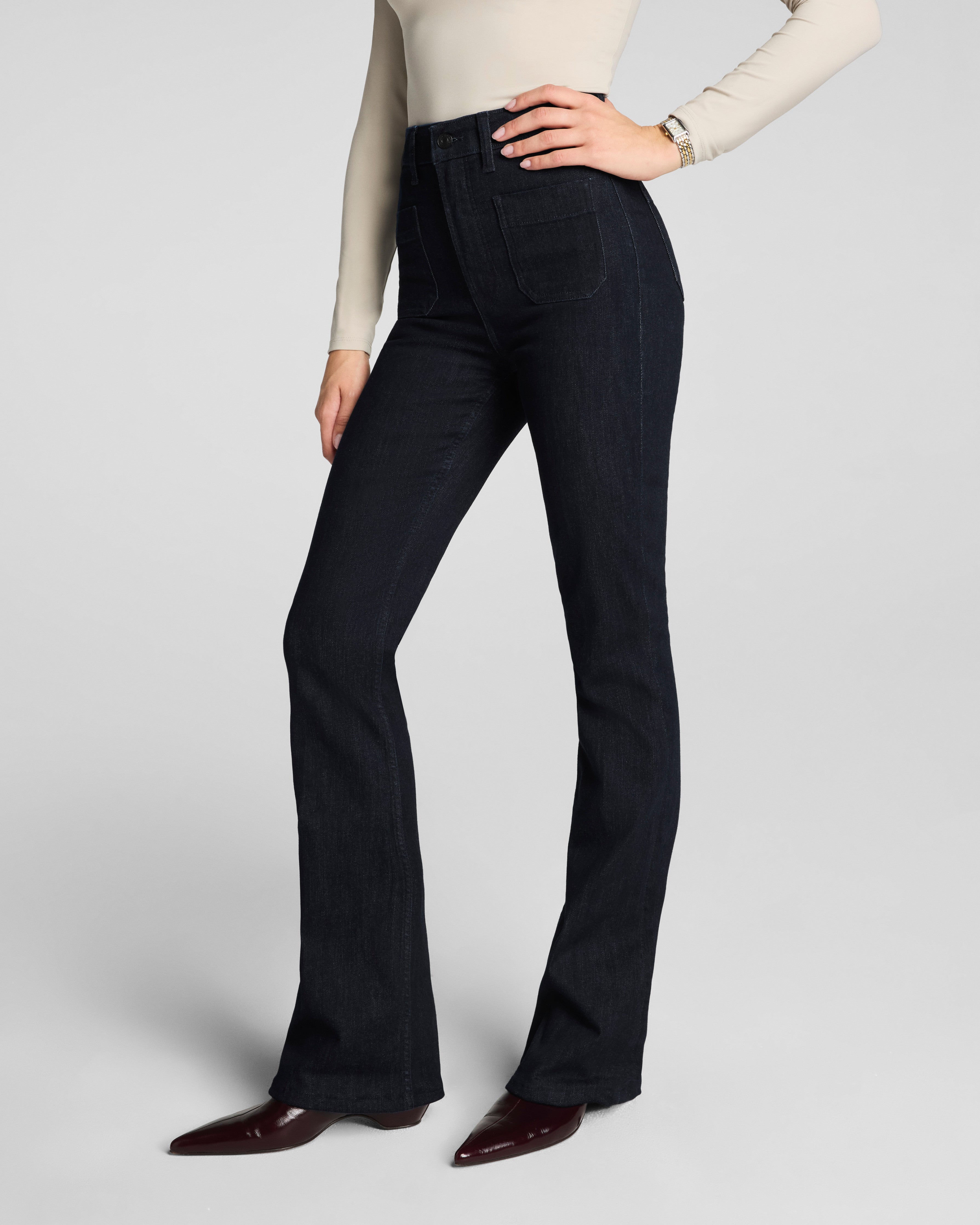 SPANXsculpt™ ReDefine Flare Jeans with Patch Pockets | Nautical Blue