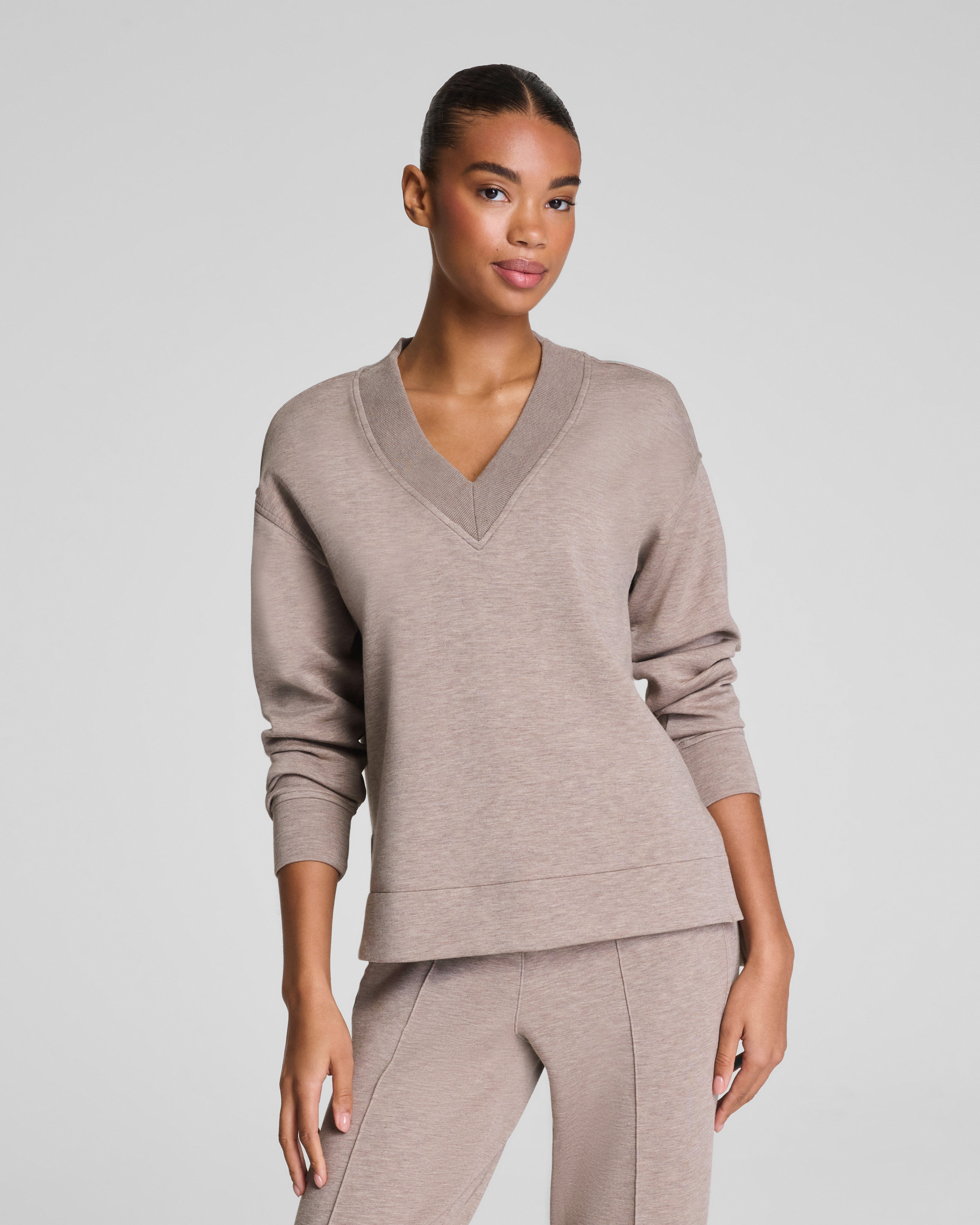 SPANX AirEssentials® Brushed V-Neck Tunic | Birch Heather