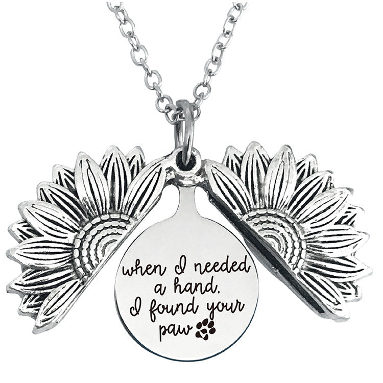 Vintage Sunflower Open Lettering Stainless Steel Necklaces