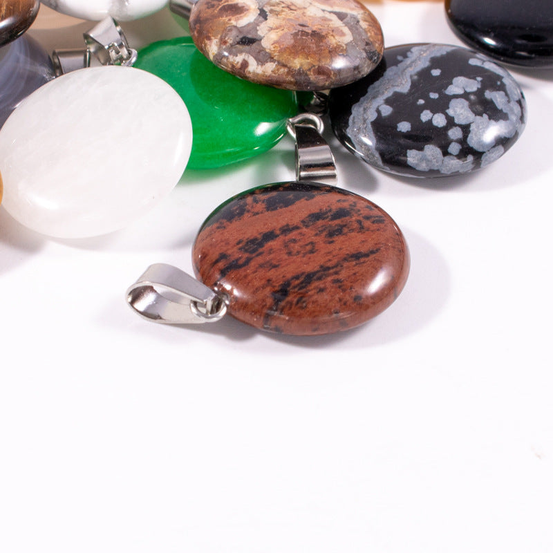Slouchy Natural Stone Round Fashion Wafer Pendants