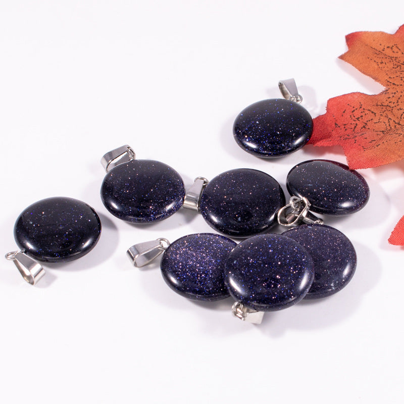 Slouchy Natural Stone Round Fashion Wafer Pendants
