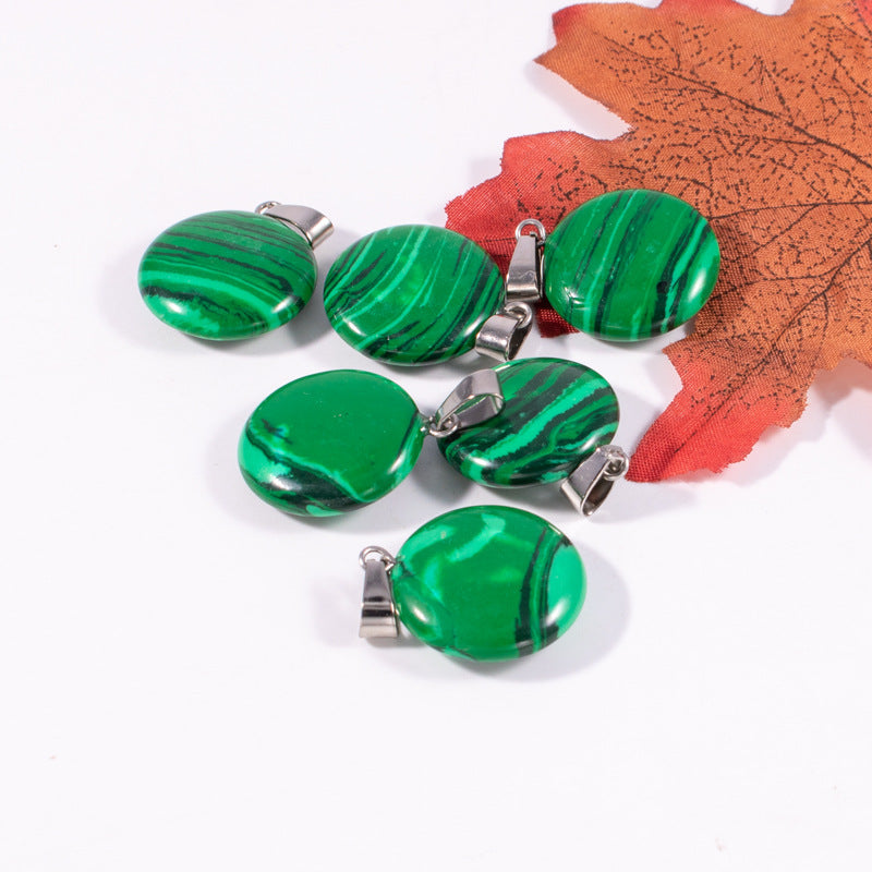 Slouchy Natural Stone Round Fashion Wafer Pendants