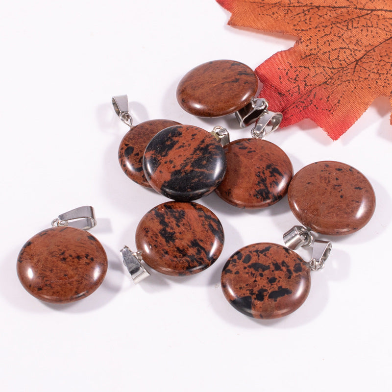 Slouchy Natural Stone Round Fashion Wafer Pendants