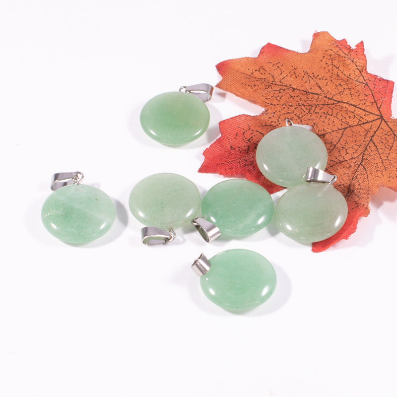 Slouchy Natural Stone Round Fashion Wafer Pendants