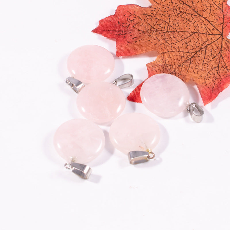 Slouchy Natural Stone Round Fashion Wafer Pendants