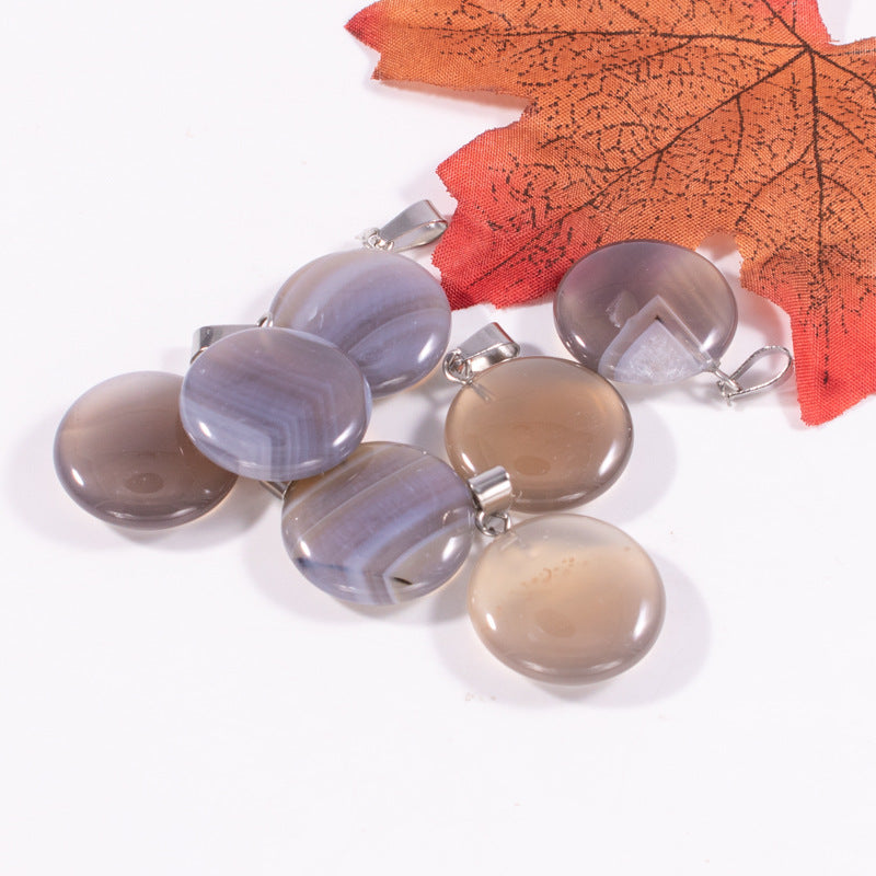 Slouchy Natural Stone Round Fashion Wafer Pendants