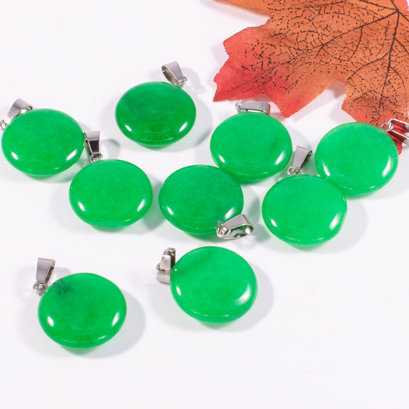 Slouchy Natural Stone Round Fashion Wafer Pendants