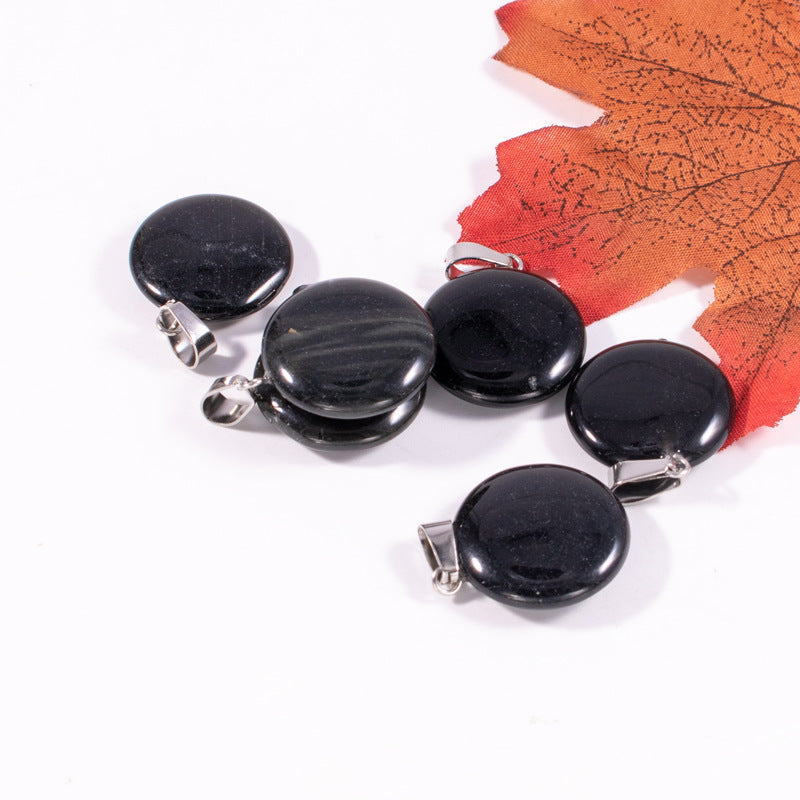 Slouchy Natural Stone Round Fashion Wafer Pendants